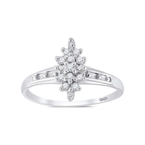 Diamond Princess Sterling Silver Womens Round Diamond Cluster Ring 1/10 Cttw