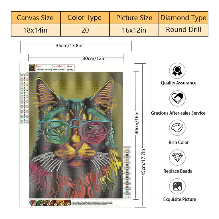 T*o様 DIY Diamond Art Kit ステンドグラス猫箱傷あり中身は TISHIRON Diamond Art Painting Kits,12x16 inch 5D DIY Cat with