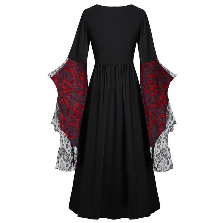 FEIFLY Gothic Clothes For Women Halloween Lace Skeleton Punk Dress Plus Size Retro Dress Solid Color Festival Clothing - Walmart.com FEIFLY Gothic Clothes For Women Halloween Lace Skeleton Punk Dress Plus Size Retro Dress Solid Color Festival Clothing - Walmart.com