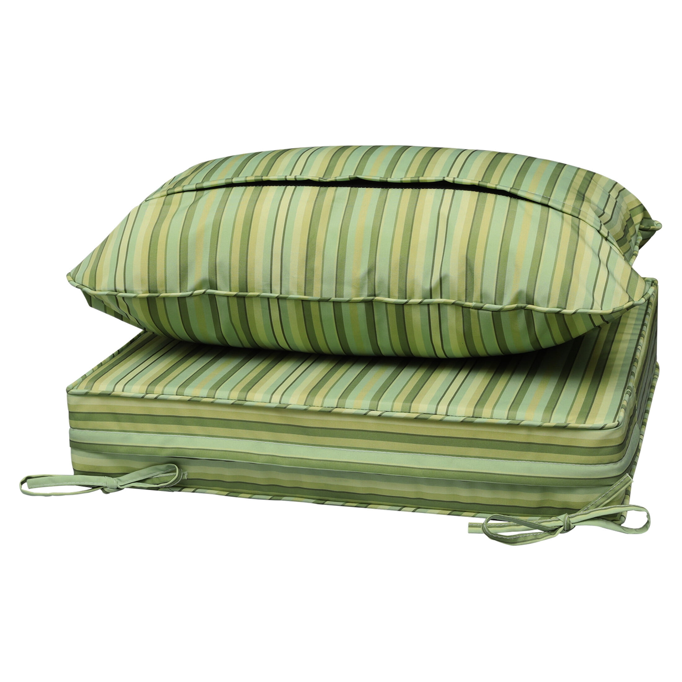 24 x 24 Waterproof Outdoor Deep Seat Cushion for Patio Furniture Cushion Replacement, Narrow Stripes Green