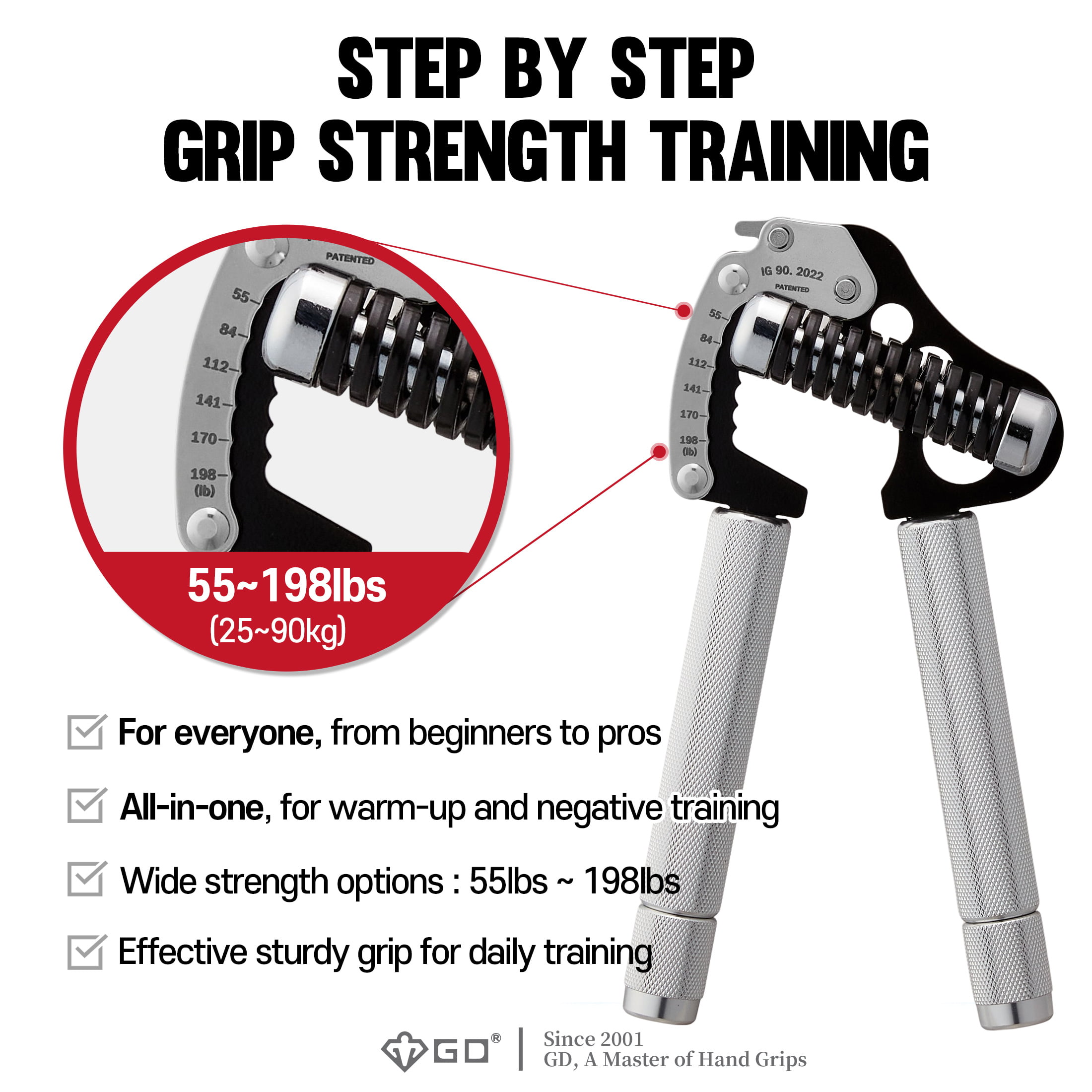 GD Pinch Grip for GD Iron Grip EXT Model, Finger Strengthener Hand Grip Exerciser Strengthener Premium Adjustable Hand Gripper for Climber