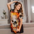 thumbnail image 3 of Haiem Satanic Skull Print Women’s Short-sleeved Nightdress – Comfortable and Loose-Fit Sleepwear, Soft Cotton Sleep Shirt for Relaxing, Casual Nightdress, 3 of 6