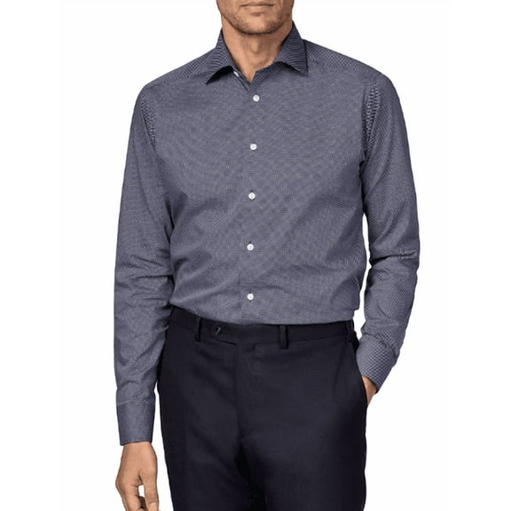 Eton Men's Blue Dotted Slim Fit Dress Shirt, 15/12
