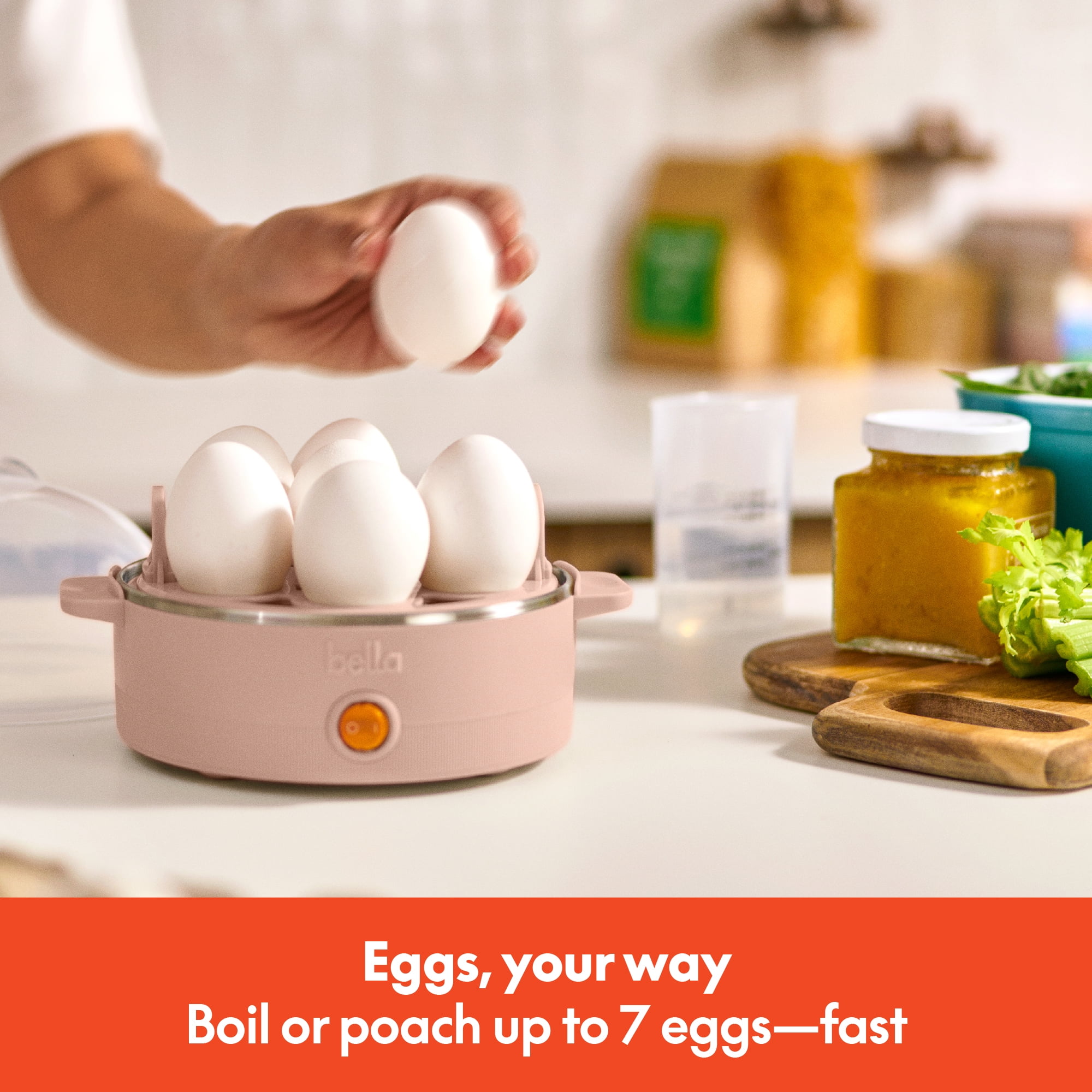 bella 7-Egg Electric Egg Cooker for Hard, Soft Boiled Eggs, Blossom