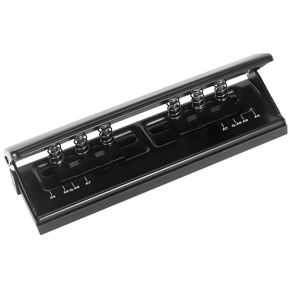 All Metal Adjustable 6-Hole Paper Puncher, A5 A6 A7 6 Ring Punch with Positioning Mark, 6 Sheet Capacities Puncher for Dairy Planner, Personal, Agend