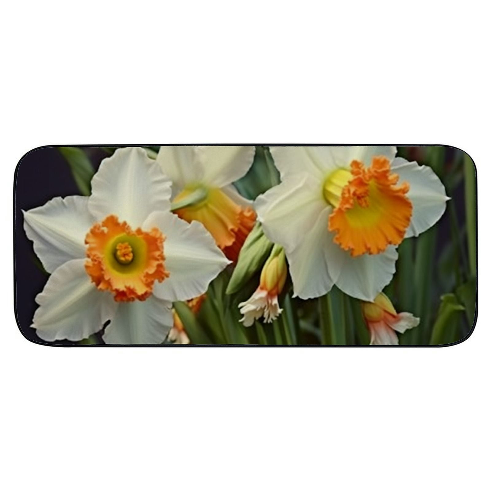 Heduofu Decorative Door Mat, Door Mat with Non-Slip Rubber Backing, Easy Cleaning, Traps Dirt, Rug for Entry, Patio, Garage  - Osterglocken Daffodil Bicolor Flower Blossom Bloom 19.68*47.24 in