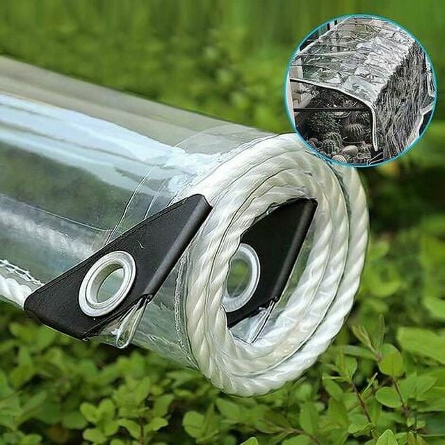 Lona transparente para exteriores con ojales, lona de plástico de PVC, lona transparente impermeable a prueba de desgarros y viento para plantas, techo de invernadero, 1,2 mx 3 m,Hanbing
