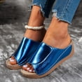 thumbnail image 5 of HNMKIU Beach Sandals Ladies Fashion Solid Color Open Toe Thick Sole Casual Style and Slides for Women Comfortable Daily Beach Shoes Blue,6, 5 of 7
