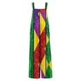 thumbnail image 4 of Fgvctg Mardi Gras Dressy Jumpsuits for Women Sleeveless Carnival Party Spaghetti Straps Overalls Adjustable Wide Leg Pant Mask Graphic Bib Overalls Rompers Sprimg Pant With Pockets Red XL, 4 of 5