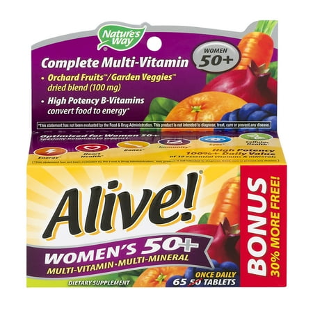 Nature's Way Alive! Women's 50+ Complete Multi-Vitamin Multi-Mineral Tablets, 65 count