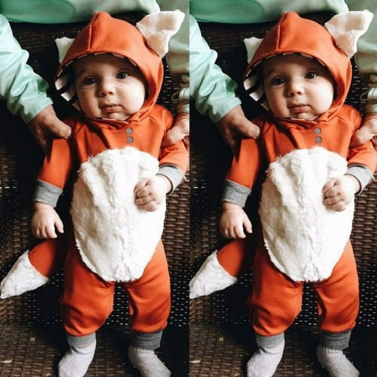 Newborn Infant Baby Boy Girl Kids Fox Boysuit Romper Jumpsuit Clothes Outfit Costume