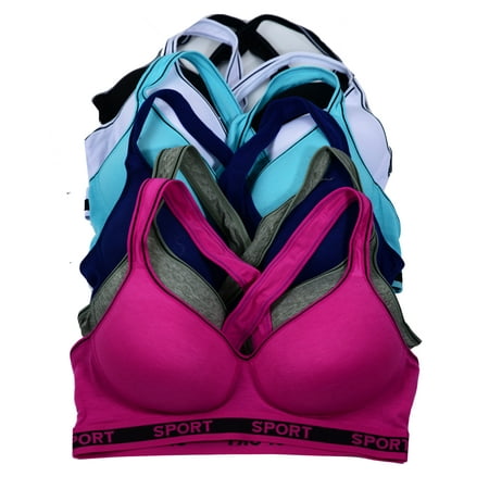 

Women Bras 6 Pack of Cotton Sports Bra with B cup C cup D cup Size 40D (S8917)