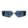 thumbnail image 2 of Womens Rimless Upside Down Half Frame Narrow Rectangular Metal Rim Sunglasses Black Dark Navy, 2 of 4