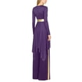 thumbnail image 5 of Aislor Womens Liturgical Worship Praise Dance Dress Long Sleeve Overlays Tunic with Wide Leg Baggy Pants Set Purple S, 5 of 7