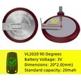 thumbnail image 2 of 2 Pcs 3V 20mAh Remote Key Fob Rechargeable Battery Replacement Compatible With VL2020 90 Degrees, 2 of 4