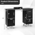 thumbnail image 3 of Costway Wooden Nail Desk Station with Removable Wrist Rest Metal Legs & 3 Drawers, 2 Cabinets Black, 3 of 10