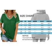 MOSHU V-Neck Women T Shirts Short Sleeve Loose Summer Tops for Women with Pocket