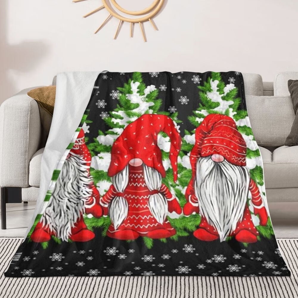 Christmas Gnomes Throw Blanket Cedar Snowflake Christmas Blanket Bedding Quilt Flannel Plush