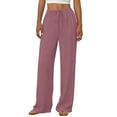 thumbnail image 7 of FengLS Summer Long Pants for Women Lightweight Breathable Wide-Leg Trousers Comfy Lounge Pajama Elastic Waist with Drawstring Pants, 7 of 7