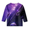 thumbnail image 4 of ZTKWD Shirts for Boys Girls Kids Tops 3/4 Sleeve Starry Sky Galaxy Print for Teen and Kids 6-16 Years, 4 of 4