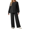 thumbnail image 3 of Cueply Two Piece Sets for Women Outfits Fall Lounge Set Sweatshirt Knit Pullover Sweater Tops Wide Leg Pants, 3 of 9
