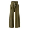 thumbnail image 4 of AOMPMSDX Women Fashion Bow Loose High Waist Pleated Wide Leg Pants Belted Pants Green L, 4 of 8