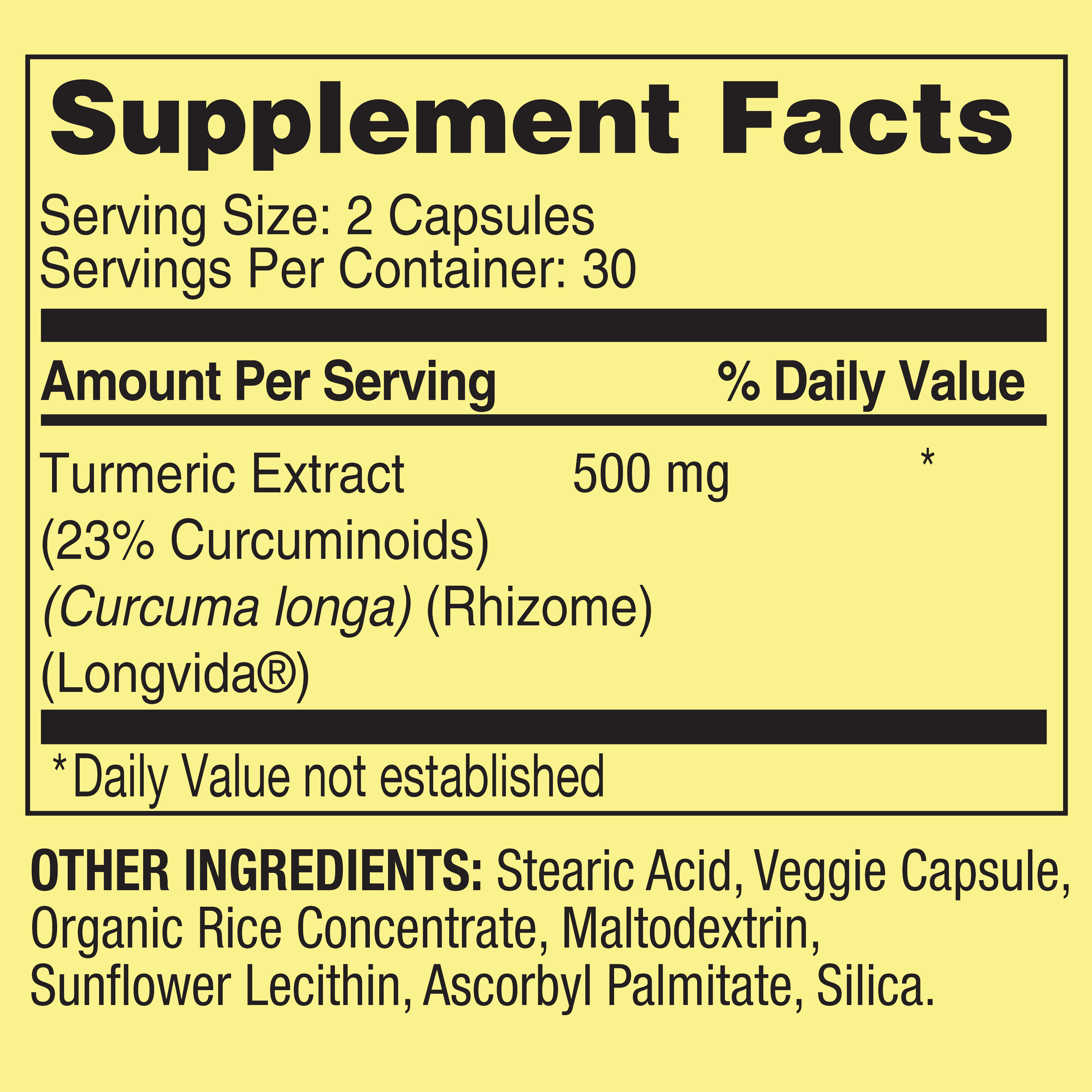 Spring Valley Turmeric Curcumin Brain & Heart Health Dietary Supplement Vegetarian Capsules, 500 mg, 60 Count