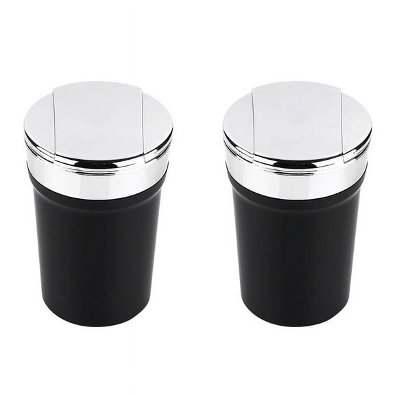 2X LED Blue Light Windproof Enclosed Home Ashtrays, Car Cup Holder Ashtray, Automatically Extinguished with Lid Designed