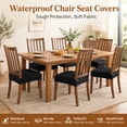 thumbnail image 4 of OKKEEY Waterproof Chair Seat Covers with Velcro Closure, 2Pcs Stretch Slipcovers for Dining Chairs, Removable Seat Cushion Protectors for Kitchen Chairs, Black, 4 of 10