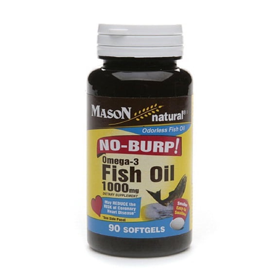 Fish Oil 1000 Mg No Burp Softgel, By Mason Vitamins - 90 Ea