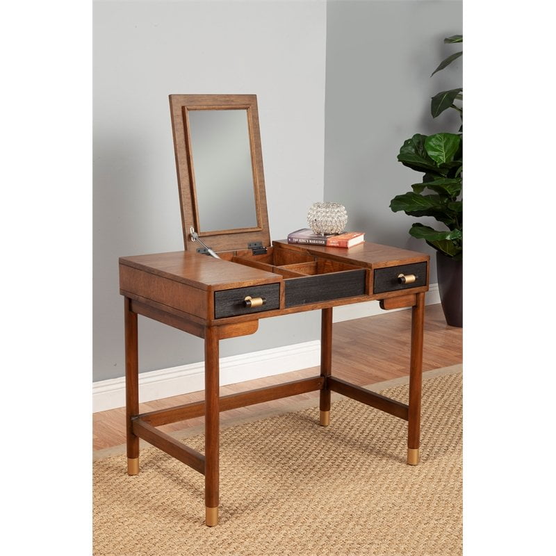 Alpine Furniture Belham Wood Bedroom Vanity in Dark Walnut (Brown