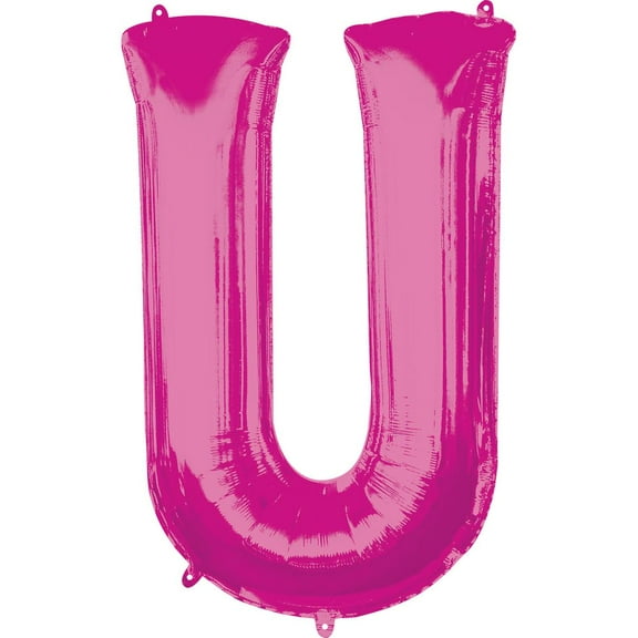 Giant Pink Letter U Foil Balloon 33"