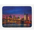 thumbnail image 1 of New York Bath Mat, NYC That Never Sleeps Reflections on Manhattan East River City Image Photo Print, Non-Slip Plush Mat Bathroom Kitchen Laundry Room Decor, 29.5 X 17.5 Inches, Pink Blue, Ambesonne, 1 of 2