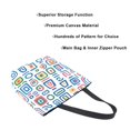 thumbnail image 3 of FORMRS Womens Canvas Tote Bag with Zipper Inner Pocket Shoulder Handbag, Blue Retro Pattern, 3 of 7
