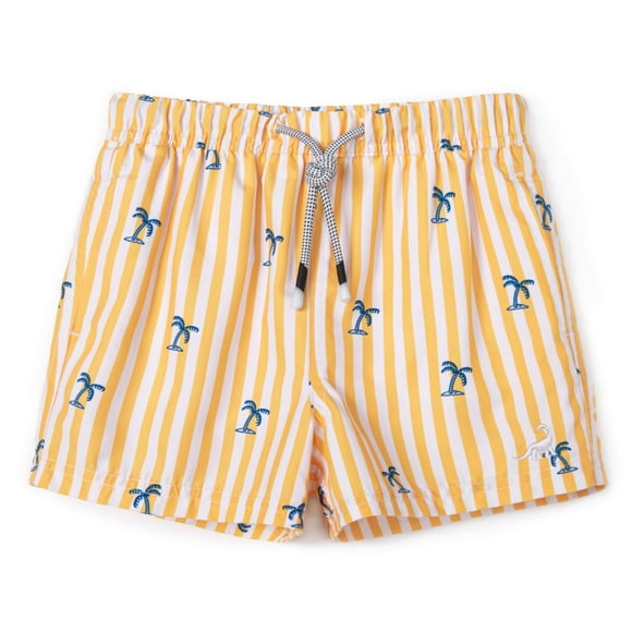 Shorts de baño SURF CUZ para niños, secado rápido, UPF50+, amarillo con palmeras