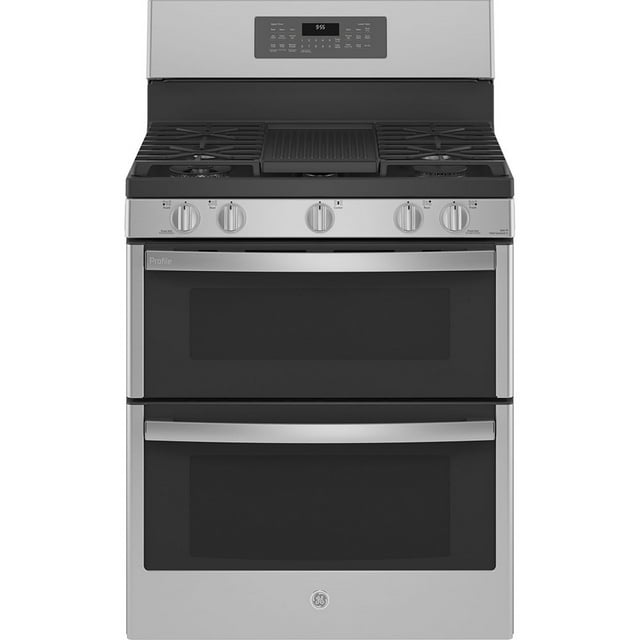 GE Profile Four Double 30 Pieds' Cuisinière à Gaz avec Friteuse à Air Sans Préchauffage en Acier Inoxydable - PCGB965YPFS