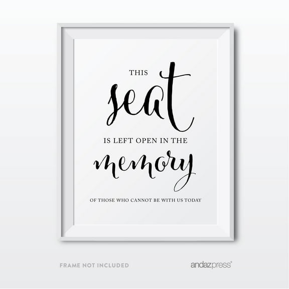 This Seat Is Left Open Memorial Formal Black & White Wedding Party Signs