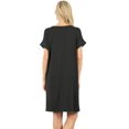 thumbnail image 3 of Womens Casual Rolled Short Sleeve Loose Tunic Shirt Dress, 3 of 3