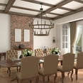 thumbnail image 4 of ACROMA  20-light Modern Farmhouse 40In Round Wagon Wheel Chandelier with UL Birchwood Distressed, Satin, Matte Adjustable, Over 60 Inches Painted N/A, 4 of 5