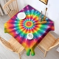 thumbnail image 2 of Rainbow Tie Dye Mandala Pattern Square Tablecloth,Waterproof Square Table Cover,Wipeable Spillproof Washable Table Cover for Home Kitchen Party Decor 60"x60"(152x152cm), 2 of 6