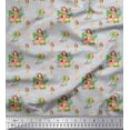 thumbnail image 3 of Soimoi Gray Rayon Fabric Palm Tree & Girl Beach Print Sewing Fabric Yard 42 Inch Wide, 3 of 5