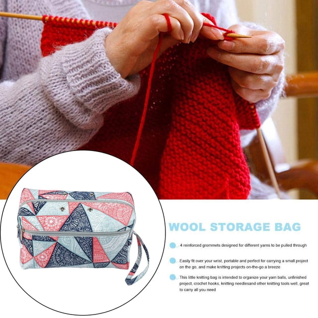 Bolsa pequeña de almacenamiento de , bolsa de tejer para , ganchos de , agujas de tejer , geometría BLESIY Bolsa de almacenamiento de hilo