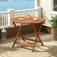 thumbnail image 2 of Gymax 2PCS 35.5'' Solid Wood Patio Dining Table w/1.97'' Umbrella Hole Slatted Tabletop, 2 of 10