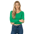thumbnail image 3 of Women's Stretch Crop Top Pullover Sweater - Long Sleeve Slim Bodycon Crewneck Basic Casual Pullover Solid Cropped Knit Top MK3637-BGR-L, 3 of 5