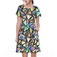 thumbnail image 1 of Vsdgher Robes Midi Maxi Décontractées en Verre Coloré pour Femmes Été 2025 Manches Courtes Col Rond Robe de Plage, 1 of 6