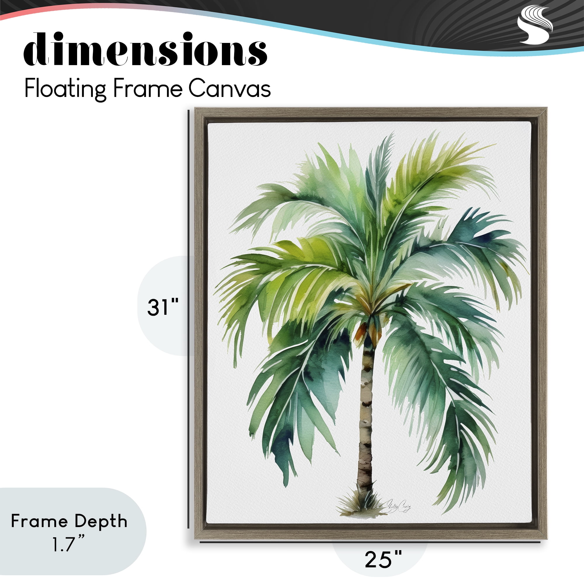 Stupell Industries Lagoon Majesty Palm Brown Framed Floater Canvas Wall Art, design by Shelly Craig