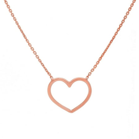 Rose Gold Lobster Claw 14k Rose Gold Open Heart Adjustable Necklace Lobster Claw Closure - 1.8 Grams - 18 Inch ()