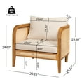 thumbnail image 3 of Christopher Knight Home Bohemian Outdoor Wicker Lounge Chair with Cushion, Solid Wood Frame, Beige, Set of 2, 3 of 11