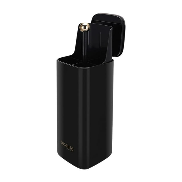 Organizador de cosméticos portátil con elevación automática para guardar brochas de maquillaje negro