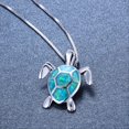 thumbnail image 2 of Gorgeous Bohemian Fire Opal Necklace - Silver Color, Blue, White & Green Tortoise Pendants, 2 of 5